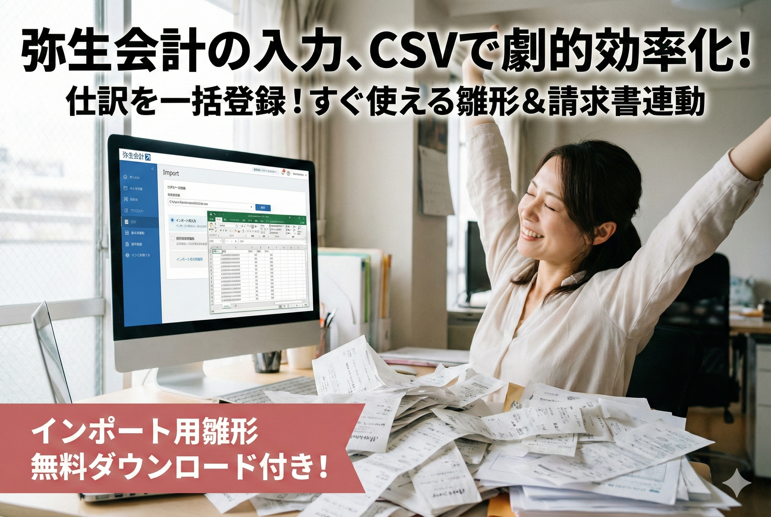 弥生会計の仕訳を自動化！CSVインポート機能でラクラク会計入力！