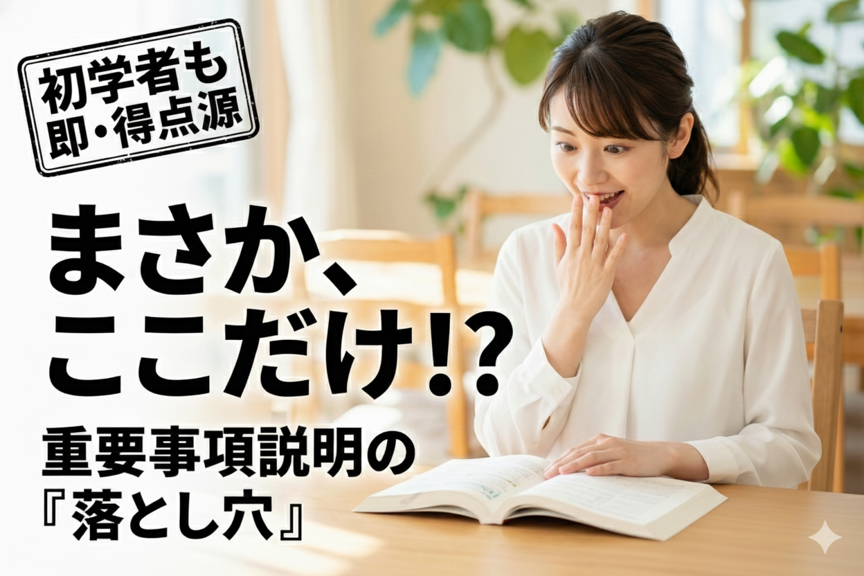 【宅建初学者へ】「重要事項説明」で挫折しそうなあなたへ、まずは「ここだけ！」