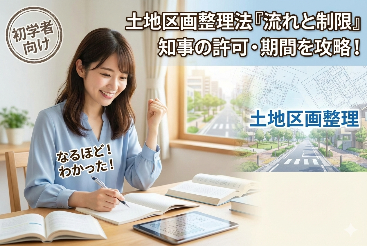 【宅建・土地区画整理】事業の流れと建築制限を解説！初学者が覚えるべきポイントはココ！
